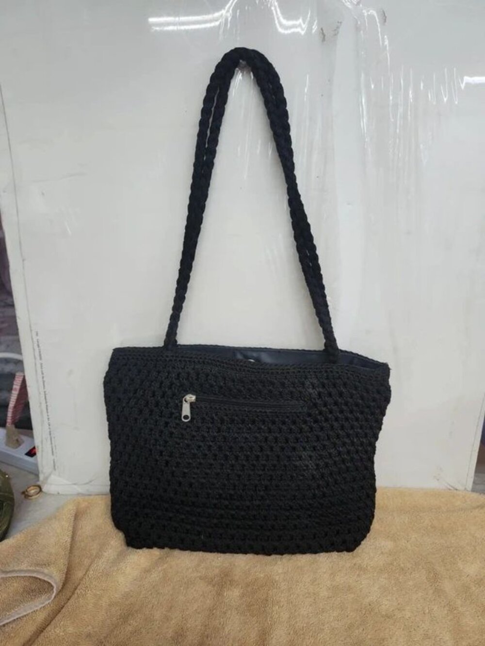 Lina Black crocheted boho bag